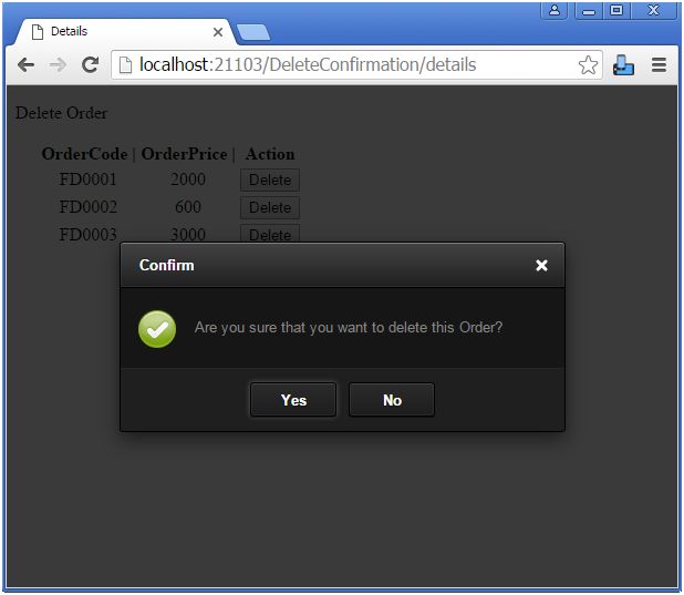 Confirmation while deleting records